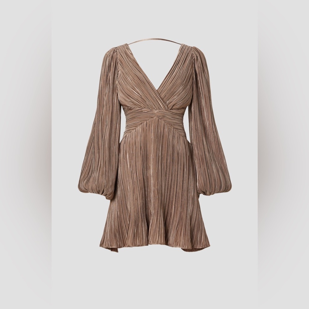 Jewel Badgley Mischka Bronze Long Sleeve Dress